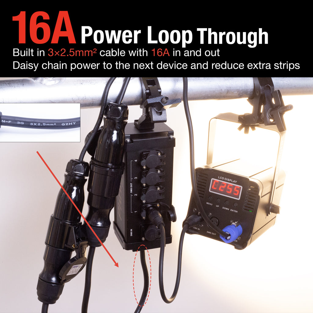 Pknight 4-Way DMX/RDM Splitter, IP67 Waterproof Lighting Signal Booste