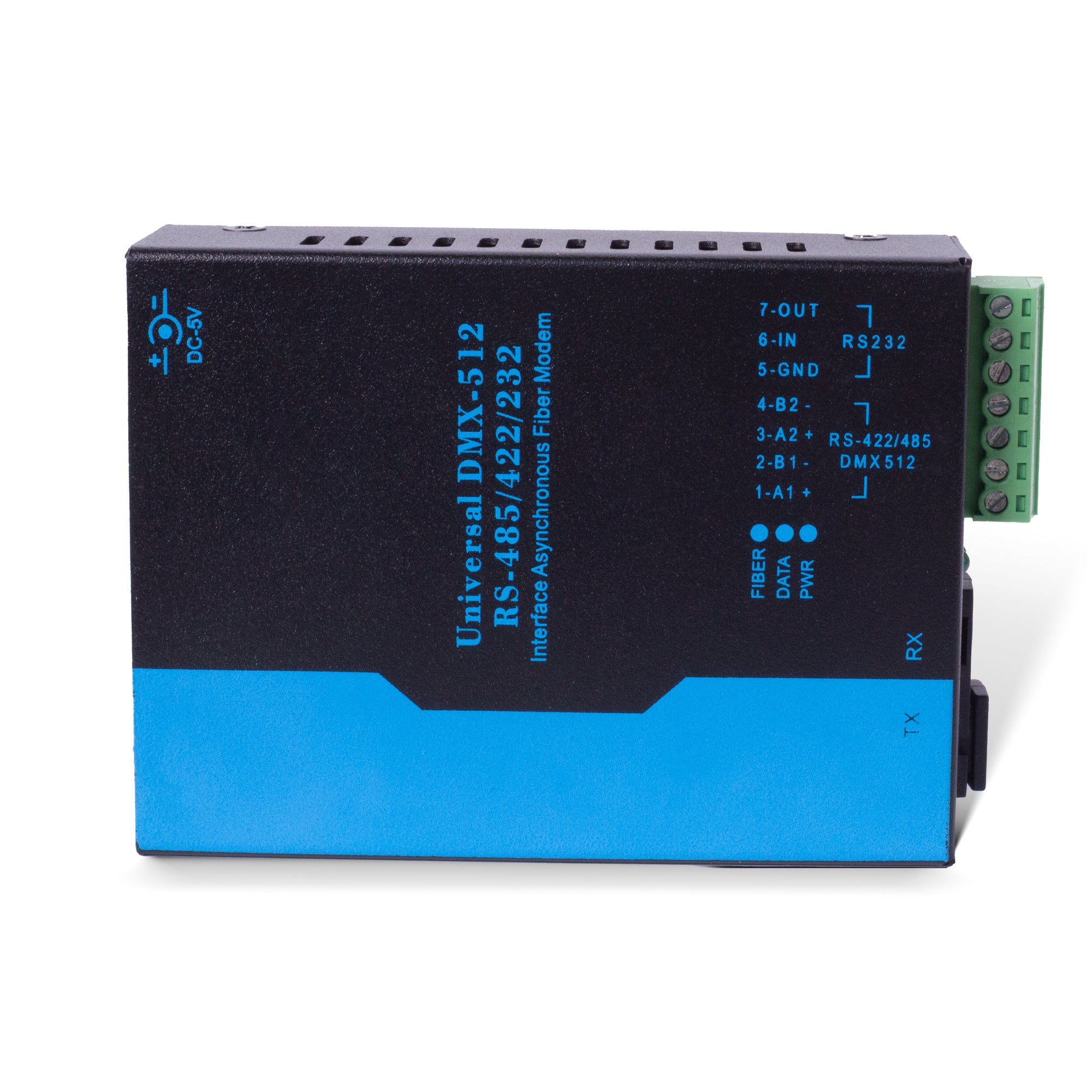 PKnight 2-Channel DMX512 Fiber Optic Extender Kit, Transmitter and Receiver Pair, 7-Pin Terminal Block, 1310nm Single/Multimode Fiber Converter for Stage Lighting Control