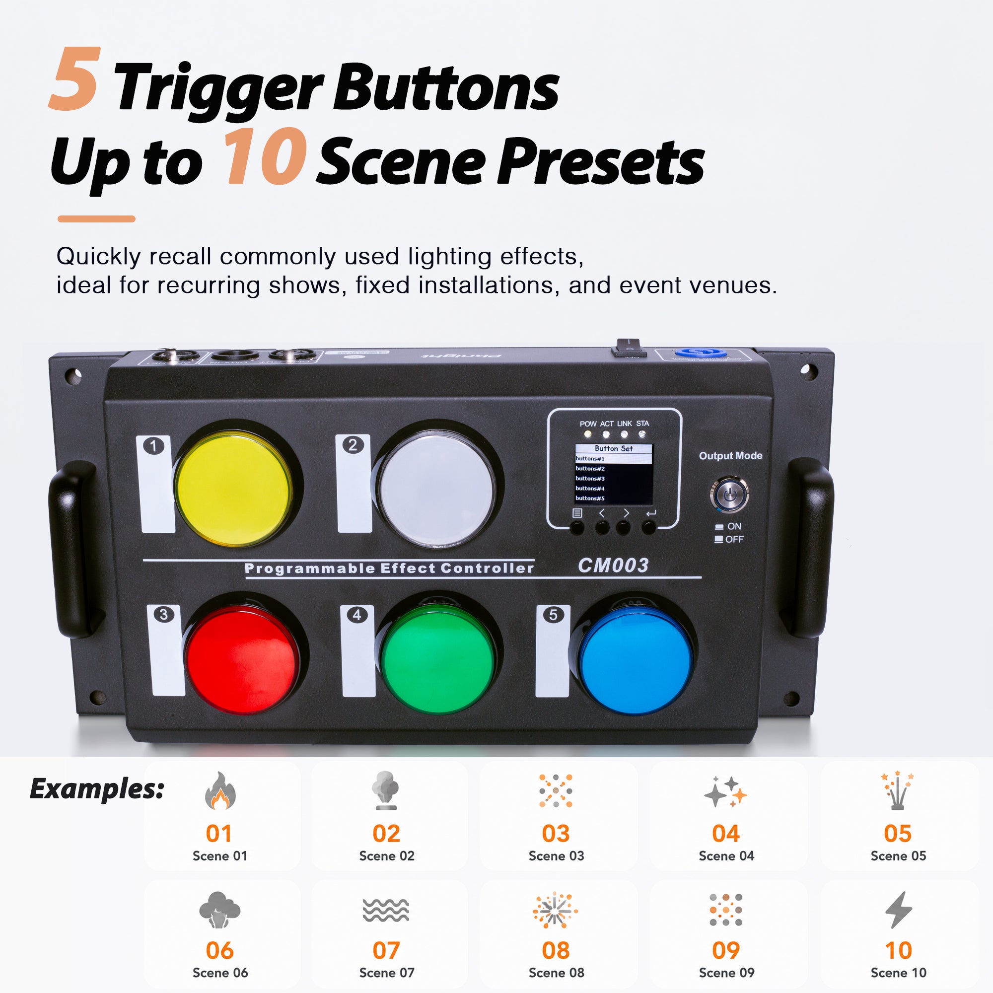 Pknight CM003 five trigger buttons with up to ten scene presets