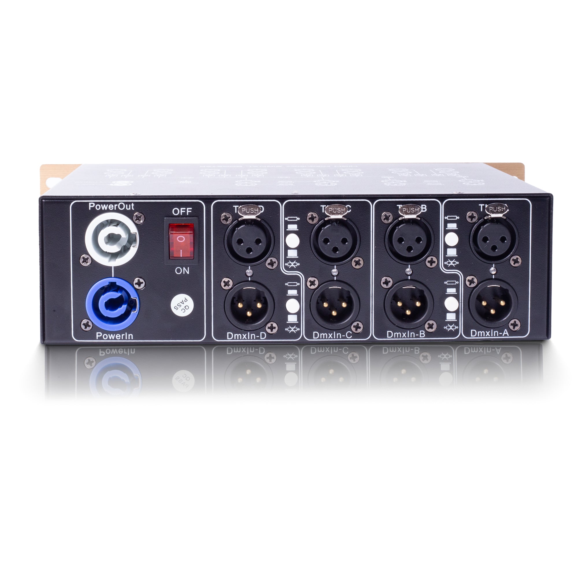 PKnight 16-Channel DMX Signal Amplifier, Non-RDM DMX512 Splitter Booster with 4 Inputs, 4 Thru Outputs, 16 Outputs, 3-Pin XLR