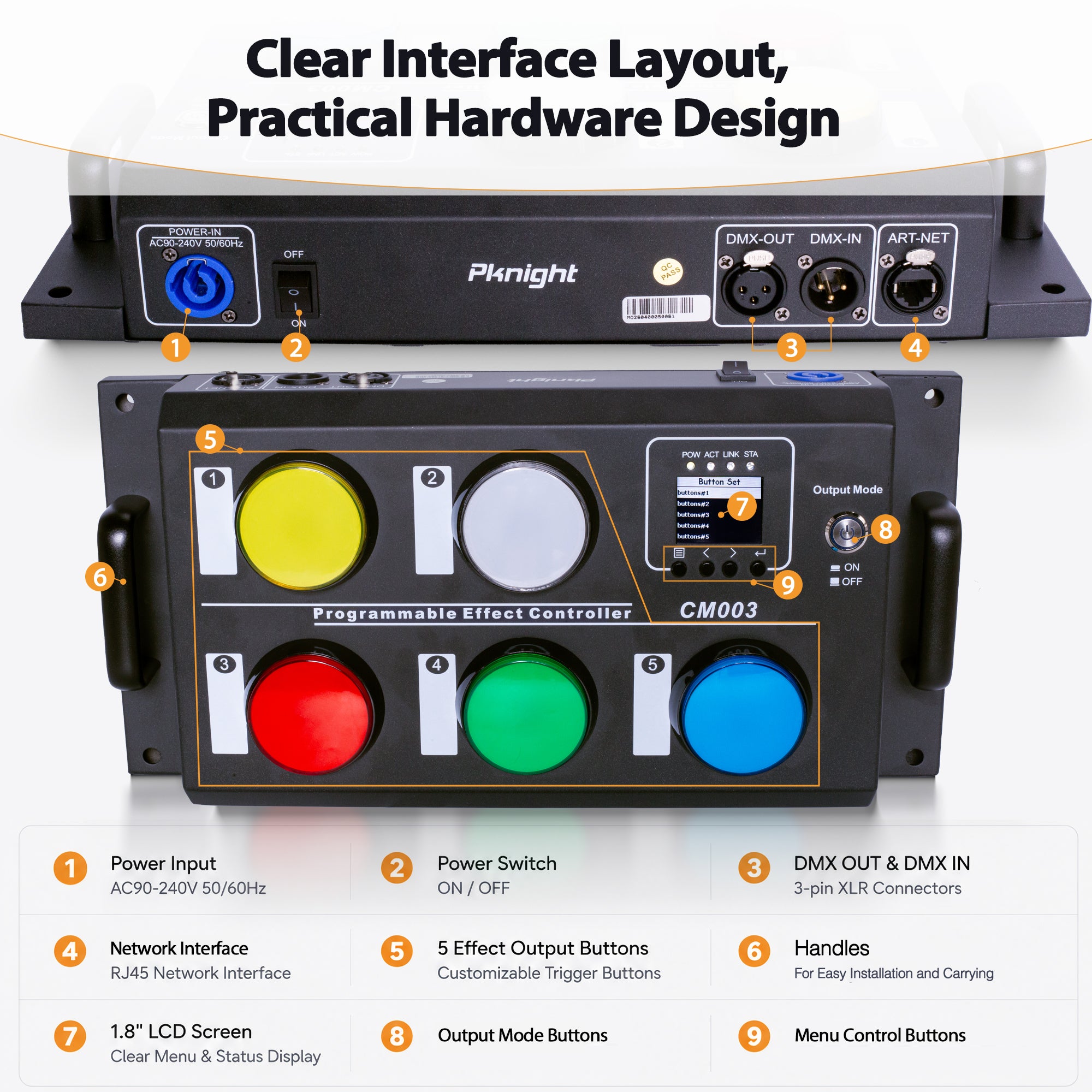 Pknight CM003 control panel and connection layout