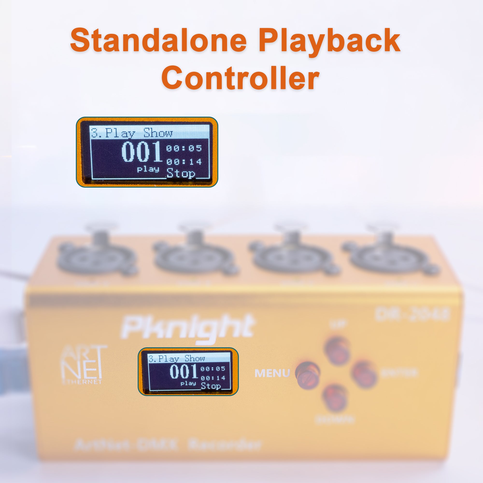 Pknight Art-Net DMX Recorder/Player, 4 Universes (2048 Ch), Standalone microSD Playback, RDM-Ready 4-Port Node