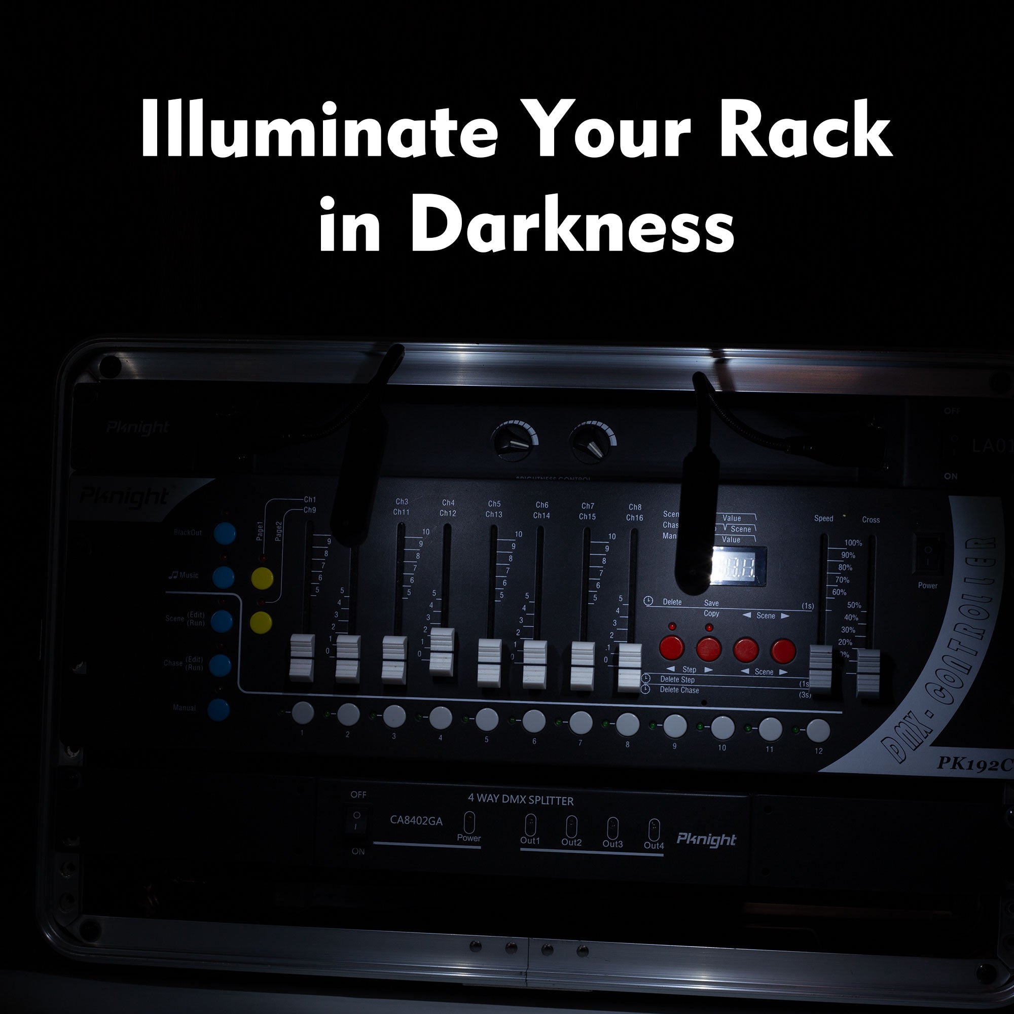 Pknight Rack-Mountable Gooseneck LED light rack light two dimmable led