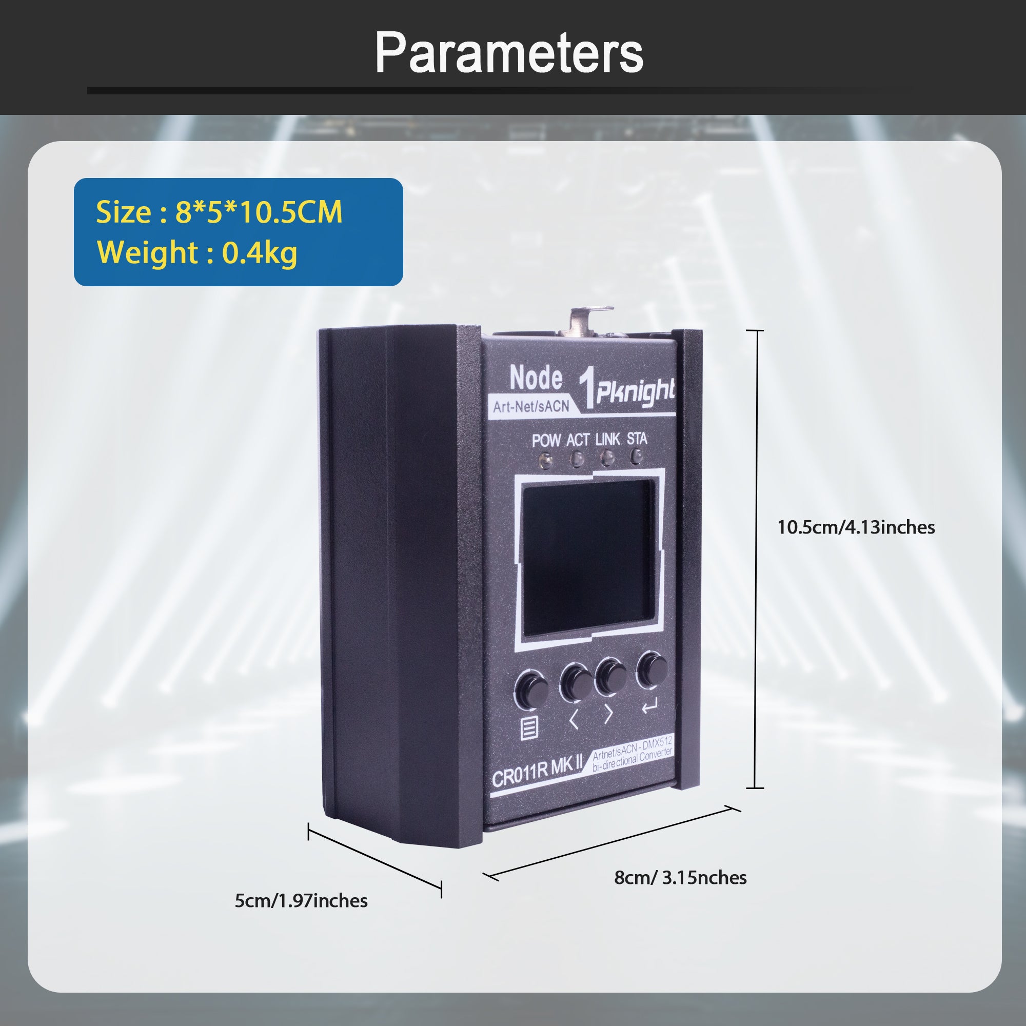 Pknight 1-Port Bi-Directional Art-Net/sACN to DMX512 Converter, a Compact Node with LED Display for Stage Lighting – CR011R MK II 3pin